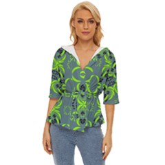 Floral Folk Damask Pattern  Lightweight Drawstring Hooded Top by Eskimos