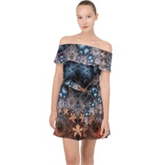 Fractal Off Shoulder Chiffon Dress by Sparkle