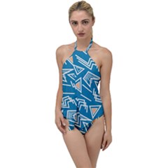 Abstract Pattern Geometric Backgrounds   Go With The Flow One Piece Swimsuit by Eskimos