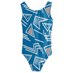 Abstract Pattern Geometric Backgrounds   Kids  Cut-out Back One Piece Swimsuit by Eskimos