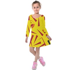 Abstract Pattern Geometric Backgrounds   Kids  Long Sleeve Velvet Dress by Eskimos