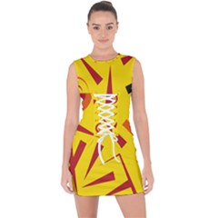 Abstract Pattern Geometric Backgrounds   Lace Up Front Bodycon Dress by Eskimos