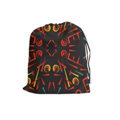 Abstract Pattern Geometric Backgrounds   Drawstring Pouch (large) by Eskimos