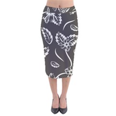 Folk Flowers Print Floral Pattern Ethnic Art Velvet Midi Pencil Skirt by Eskimos