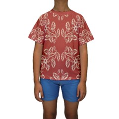 Floral Folk Damask Pattern Fantasy Flowers Floral Geometric Fantasy Kids  Short Sleeve Swimwear by Eskimos