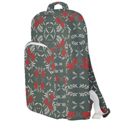 Floral Folk Damask Pattern Fantasy Flowers Floral Geometric Fantasy Double Compartment Backpack by Eskimos