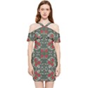Floral folk damask pattern Fantasy flowers Floral geometric fantasy Shoulder Frill Bodycon Summer Dress View1