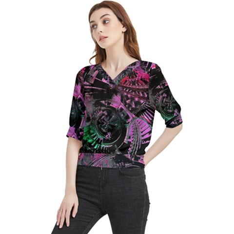 Doppler Ultrasound Quarter Sleeve Blouse by MRNStudios