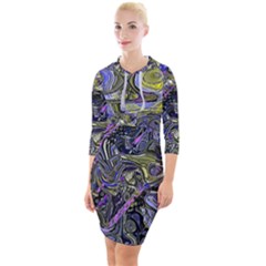 Deconstructed Green Quarter Sleeve Hood Bodycon Dress by MRNStudios