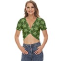 Weed Pattern Twist Front Crop Top View1