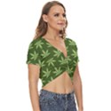 Weed Pattern Twist Front Crop Top View3