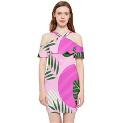 Tropical Pattern Shoulder Frill Bodycon Summer Dress by Valentinaart