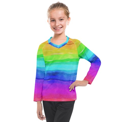 Watercolor Rainbow Kids  Long Mesh Tee by Valentinaart