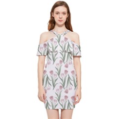 Floral Pattern Shoulder Frill Bodycon Summer Dress by Valentinaart