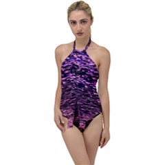 Purple  Waves Abstract Series No2 Go With The Flow One Piece Swimsuit by DimitriosArt