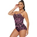 Pink  waves flow series 11 Retro Full Coverage Swimsuit View2