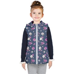 Flowers Pattern Kids  Hooded Puffer Vest by Sparkle