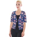 Flowers Pattern Cropped Button Cardigan View1