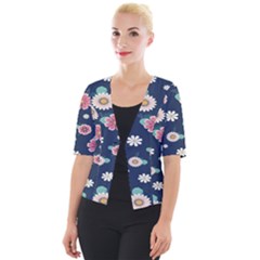 Flowers Pattern Cropped Button Cardigan by Sparkle