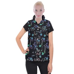 Flowers Pattern Women s Button Up Vest by Sparkle
