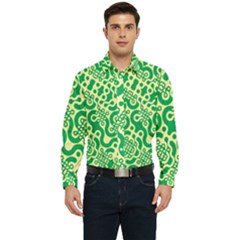 Liquid Art Pouring Abstract Seamless Pattern Lover Green Maze Men s Long Sleeve  Shirt by artico