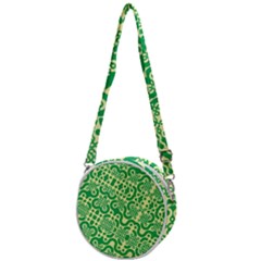 Liquid Art Pouring Abstract Seamless Pattern Lover Green Maze Crossbody Circle Bag by artico