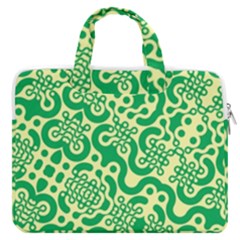 Liquid Art Pouring Abstract Seamless Pattern Lover Green Maze Macbook Pro Double Pocket Laptop Bag by artico