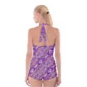 Liquid Art Pouring Abstract Seamless Pattern Tiger Eyes Boyleg Halter Swimsuit  View2