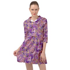 Liquid Art Pouring Abstract Seamless Pattern Tiger Eyes Mini Skater Shirt Dress by artico