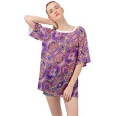 Liquid Art Pouring Abstract Seamless Pattern Tiger Eyes Oversized Chiffon Top by artico