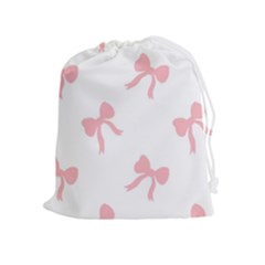Pink Ribbons Pattern Drawstring Pouch (xl) by Littlebird