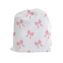Pink bow pattern Drawstring Pouch (XL) View1