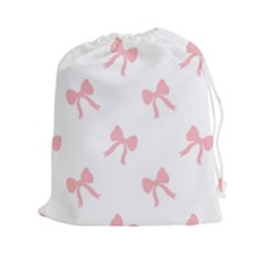 Pink Bow Pattern Drawstring Pouch (2xl) by Littlebird