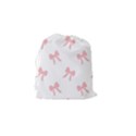 Pink bow pattern Drawstring Pouch (Small) View2