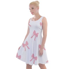 Pink Bow Pattern Knee Length Skater Dress by Littlebird