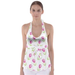 Tulips Watercolor Pattern Babydoll Tankini Top by Littlebird