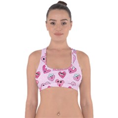 Emoji Heart Cross Back Hipster Bikini Top  by SychEva