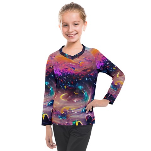 Galaxy Glass Kids  Long Mesh Tee by Dazzleway