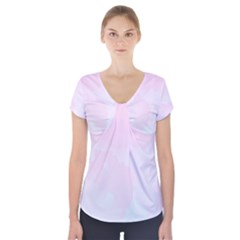Watercolor Clouds Short Sleeve Front Detail Top by Littlebird