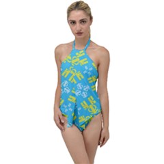 Abstract Pattern Geometric Backgrounds   Go With The Flow One Piece Swimsuit by Eskimos