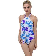 Abstract Pattern Geometric Backgrounds   Go With The Flow One Piece Swimsuit by Eskimos