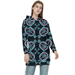 Abstract Pattern Geometric Backgrounds   Women s Long Oversized Pullover Hoodie by Eskimos