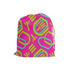 Abstract Pattern Geometric Backgrounds   Drawstring Pouch (large) by Eskimos