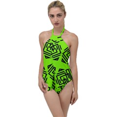 Abstract Pattern Geometric Backgrounds   Go With The Flow One Piece Swimsuit by Eskimos
