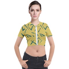 Abstract Pattern Geometric Backgrounds   Short Sleeve Cropped Jacket by Eskimos