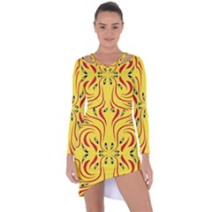 Floral Folk Damask Pattern  Asymmetric Cut-out Shift Dress by Eskimos