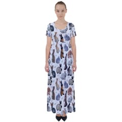 Funny Bunny High Waist Short Sleeve Maxi Dress by SychEva