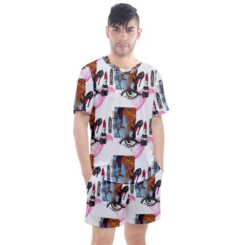 Fashion Faces Men s Mesh Tee And Shorts Set by Sparkle