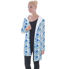 Flowers Pattern Longline Hooded Cardigan by Sparkle