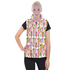 Flowers Pattern Women s Button Up Vest by Sparkle
